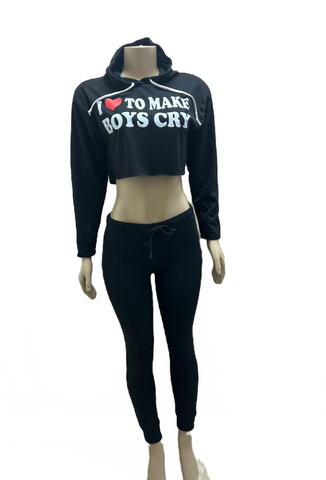 Women's Crop Top Black Hoodie Long Sleeve Graphic Print Hoodie