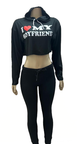 Women's Crop Top Black Hoodie Long Sleeve Graphic Print Hoodie