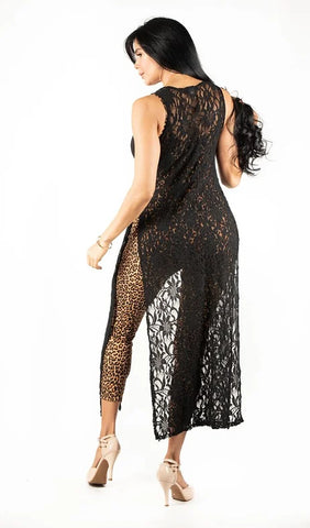 Women's Lace Sleeveless Top Crochet Vest Cover up Duster Black