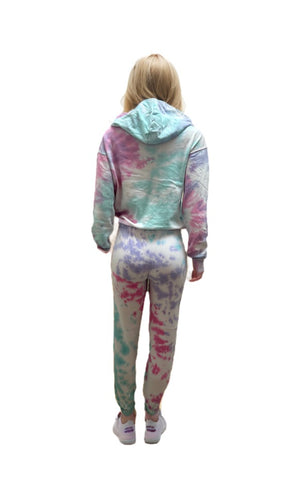 Women's Tracksuits Sweatshirt Hoodie Tie Dye Outfit Joggers Two Piece Set