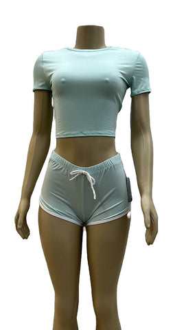 Women's Crop Top and Shorts Two Piece Set