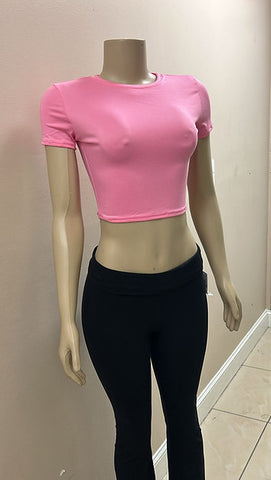 Women's Casual Basic Short Sleeve Slim Fitted Crop Tee Top