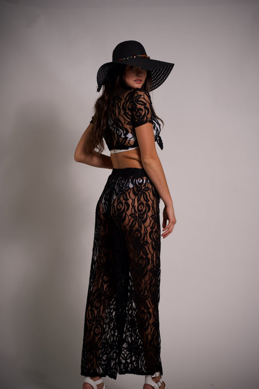 Women's Lace Pants See Through Swimsuit Cover Up Beachwear