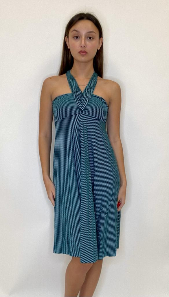 Navy Blue striped CHAMELEON 8-IN-1 CONVERTIBLE DRESS Polyester