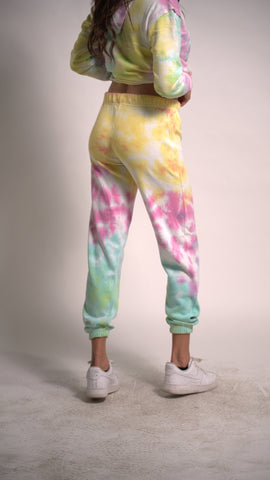 Women's Tracksuits Sweatshirt Hoodie Tie Dye and Joggers Two Piece Set Outfit