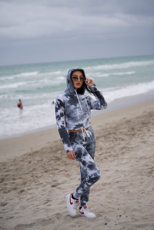 Women's Tracksuits Sweatshirt Hoodie Tie Dye Outfit Joggers Two Piece Set