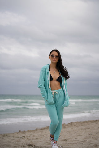 Aqua Hoodie Jacket And Joggers set cotton