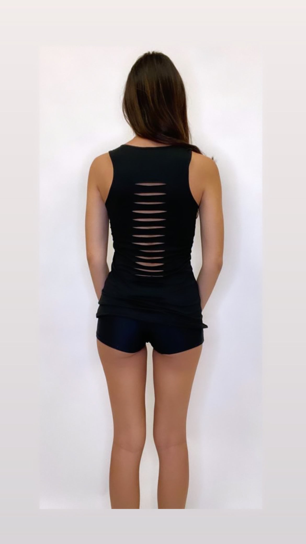 Women's Sleeveless Top Laser Cut Out Back Sports Tank Top