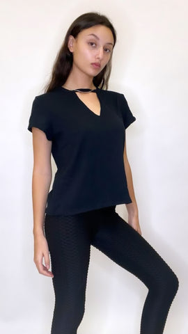 TOP NOTCH Short Sleeve Choker Tee Shirt Top