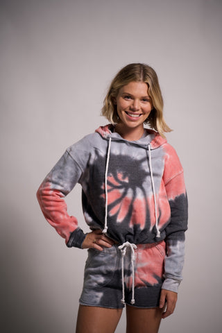 Tracksuits Sweatshirt Hoodie Tie Dye Outfit Pockets Shorts Two Piece Set