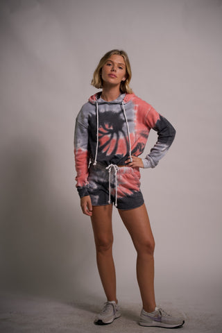 Tracksuits Sweatshirt Hoodie Tie Dye Outfit Pockets Shorts Two Piece Set