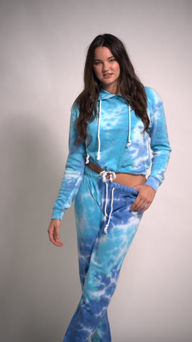 Women's Tracksuits Sweatshirt Hoodie Tie Dye Outfit Joggers Two Piece Set