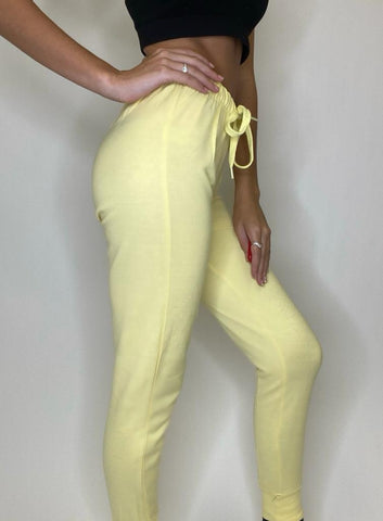 Yellow Long Sleeve Hoodie Top And Joggers Set Cotton