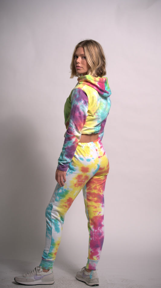 RAINBOW  Set Tie Dye hoodie long sleeve Top and joggers Cotton