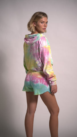 Tracksuits Sweatshirt Hoodie Tie Dye Outfit Pockets Shorts Two Piece Set