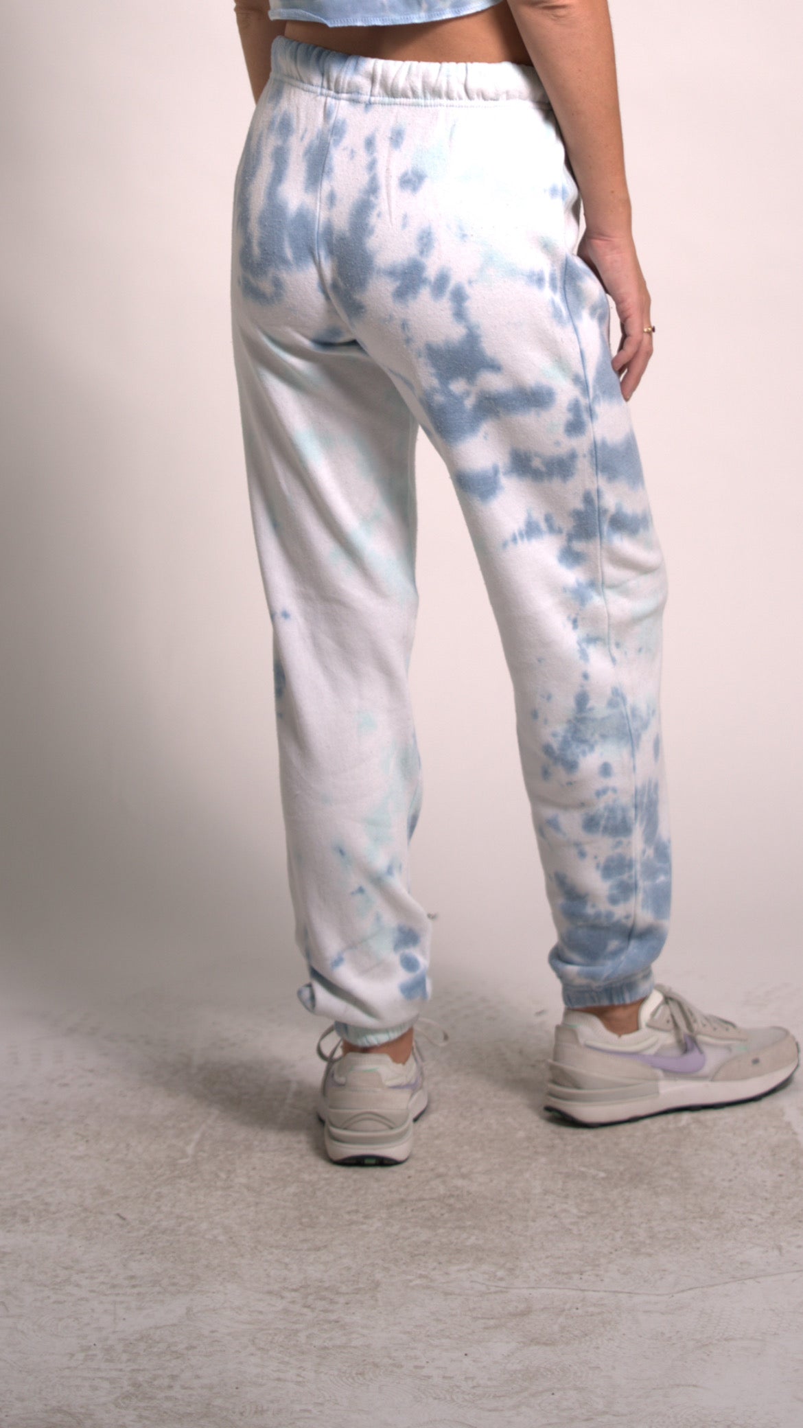 Light Blue Tie Dye Joggers with drawstring Cotton