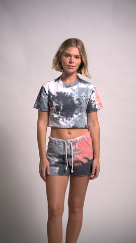 Women's Tie-Dye Set Two-Piece Outfits Summer Crop Top and Shorts