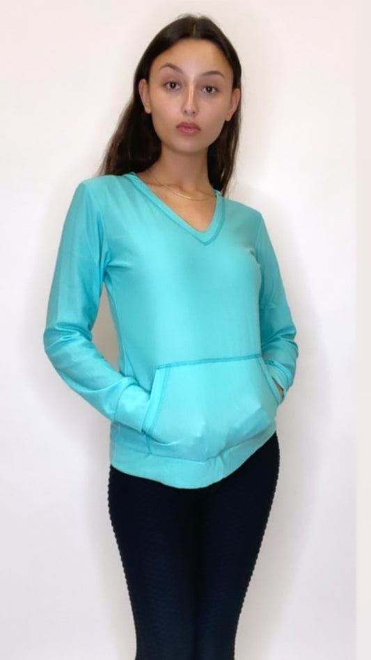 Women's Top Casual Shirt Long Sleeve with Kangaroo Pockets