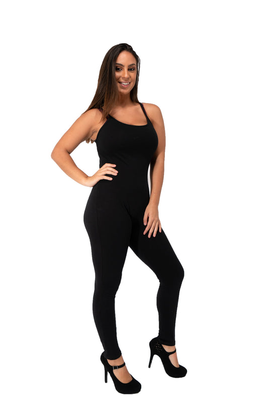 Women's Black Bodysuit One Piece Sleeveless Bodycon Tight Jumpsuit Romper