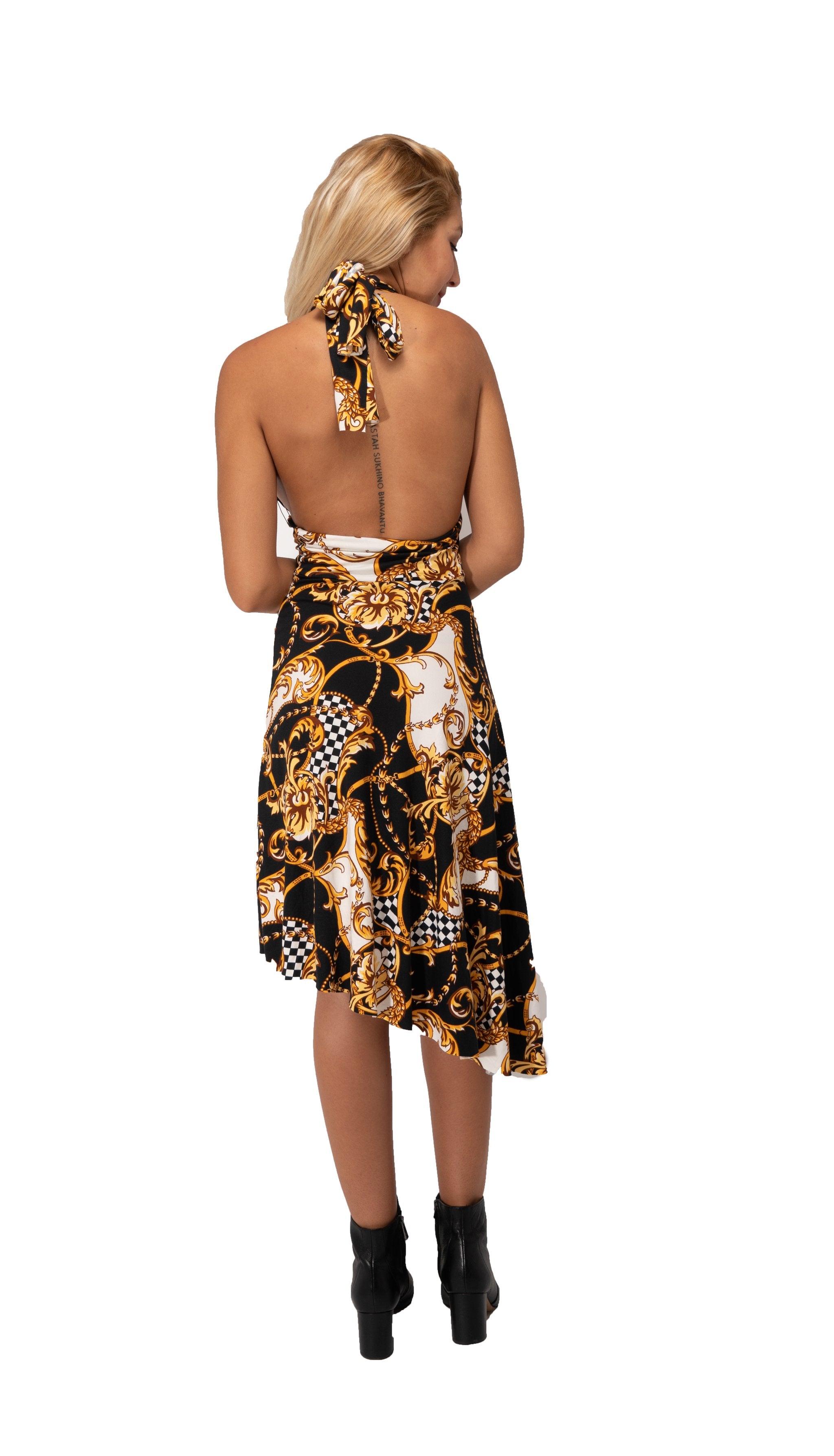 Gold and Black 8-IN-1 CONVERTIBLE DRESS POLYESTER