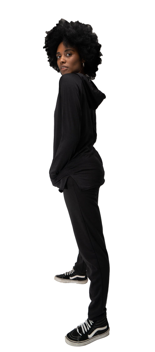 Black joggers pants with Side Pockets Polyester