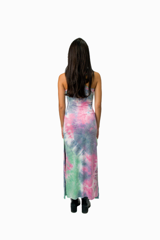 Women's Summer Casual Long Slit Dress Supersoft Stretch Tie Dye Dress