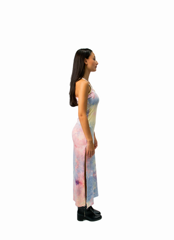 Women's Summer Casual Long Slit Dress Supersoft Stretch Tie Dye Dress