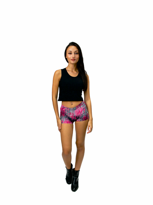 Women's Hot Pink Electric Print Workout Yoga Shorts