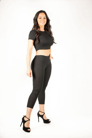 Black Leggings 7/8  Workout Pants polyester