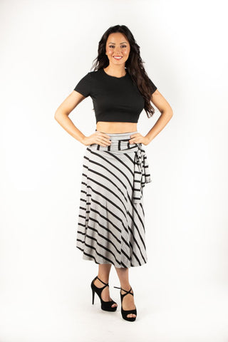 Grey and Black stripes CHAMELEON 8-IN-1 CONVERTIBLE DRESS SKIRT Polyester  