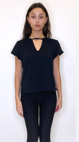 TOP NOTCH Short Sleeve Choker Tee Shirt Top