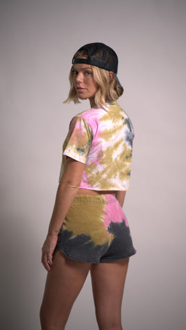 Women's Tie-Dye Set Two-Piece Outfits Summer Crop Top and Shorts