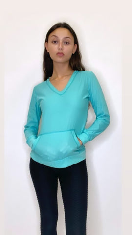 Women's Top Casual Shirt Long Sleeve with Kangaroo Pockets