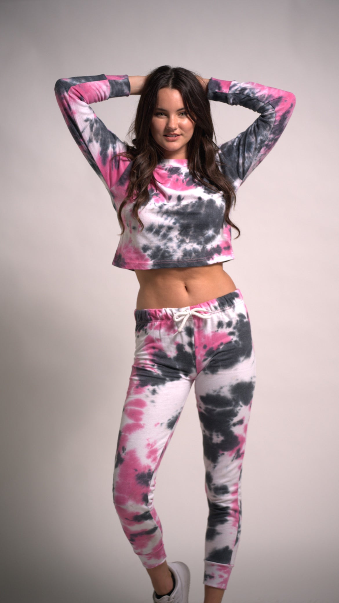 Pink and Grey Tie dye joggers pants with drawstring Cotton