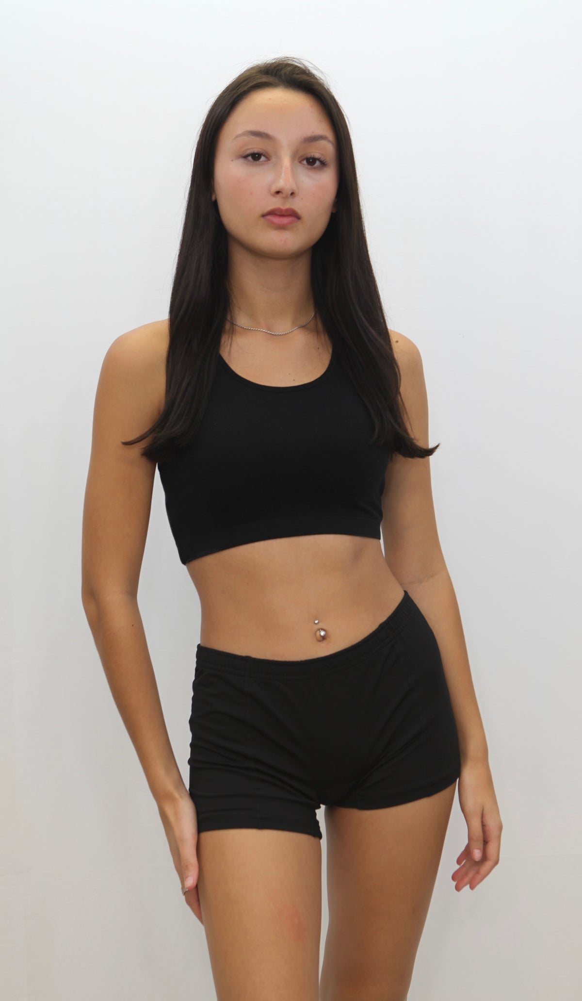 Black Crop Tank Top and Pants Set outfit