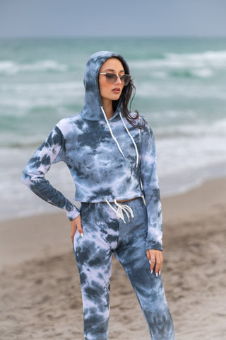 Women's Tracksuits Sweatshirt Hoodie Tie Dye Outfit Joggers Two Piece Set