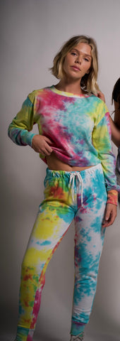 Rainbow Tie Dye Set long Sleeve Top and Joggers Cotton