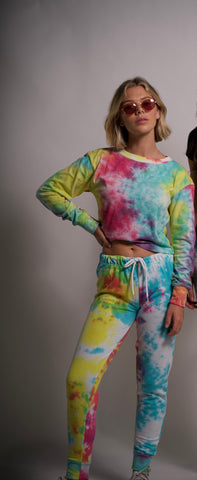 Rainbow Tie Dye Set long Sleeve Top and Joggers Cotton