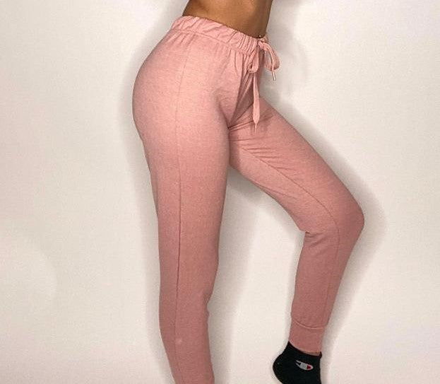 Rose Pink Joggers Pants with drawstring Cotton